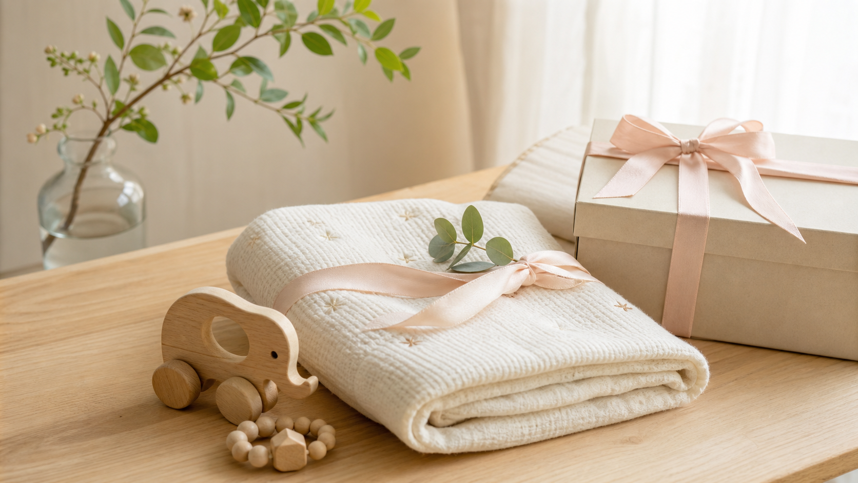 出産祝いに添えるベビー用品とやさしいラッピング